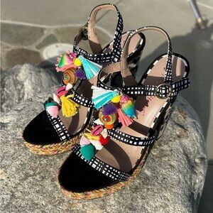 Betsey Johnson Black Multicolor Sandals